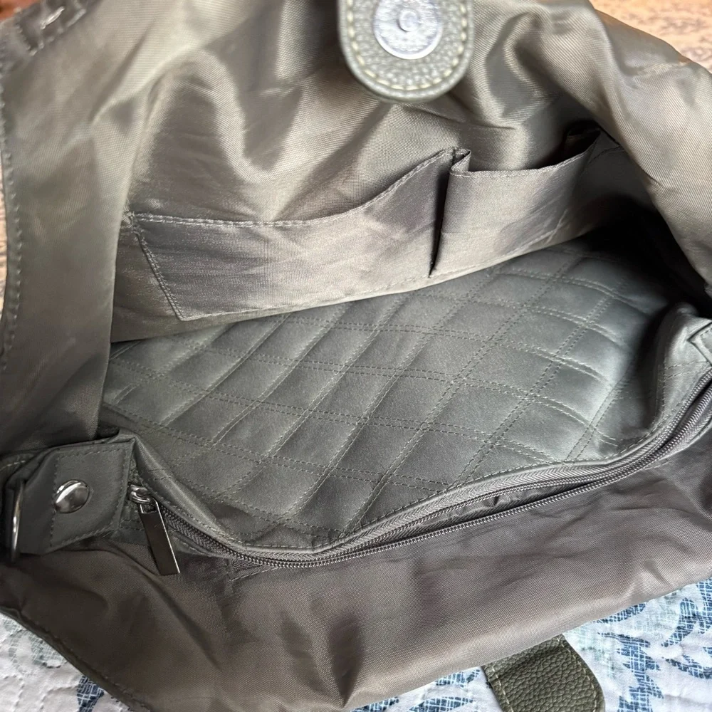 Sage Green Over the Shoulder Laptop Bag with Detachable Inner Purse
